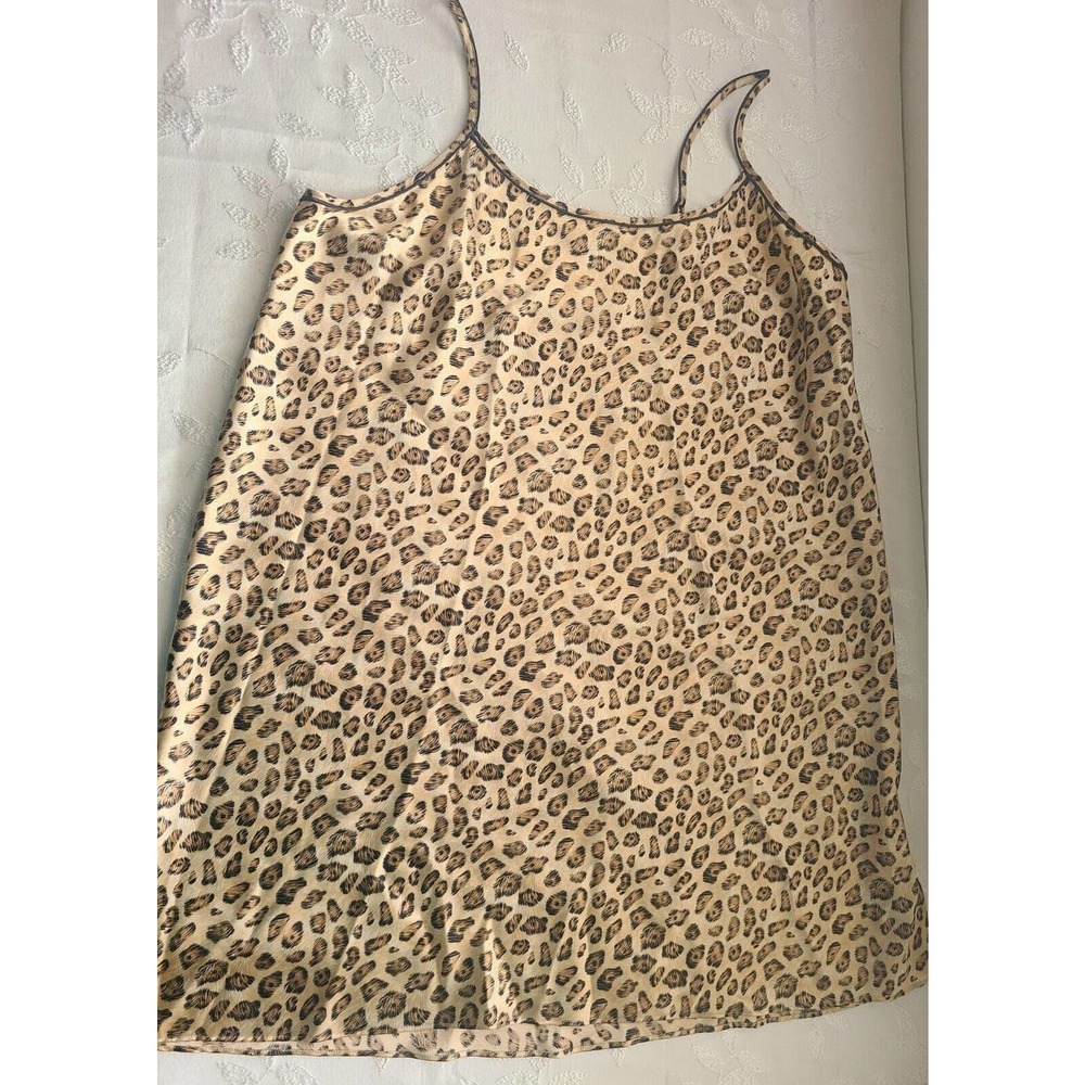 Valerie Stevens Woman Leopard Print Satin Chemise Sleep Shirt Set 1X Lingerie